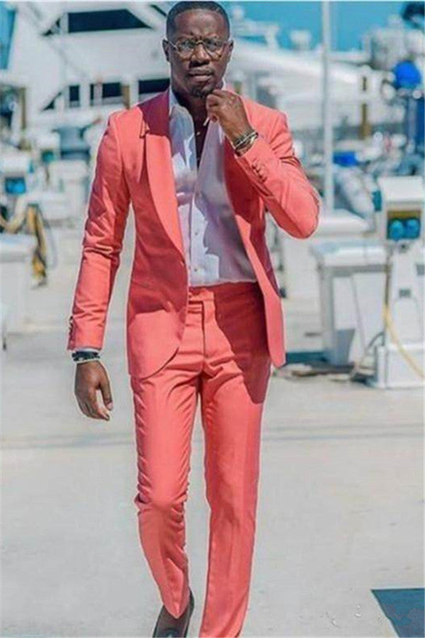 Newinlook Peach Shawl Lapel Prince Suit for Wedding - Simple 2 Pieces
