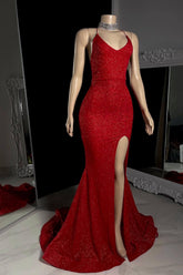 Newinlook Red Sleeveless Stunning Evening Dress With Split