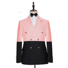 Newinlook Handsome Pink Double-Breasted Blazer for Groom
