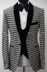 Newinlook Bespoke Houndstooth Blazer Groomsmen Outfit - Three-Piece Set