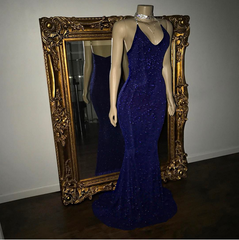 Newinlook V-Neck Mermaid Elegant Halter Evening Dress With Sequins