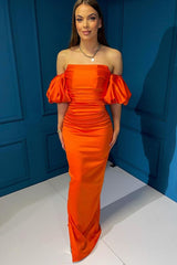 Newinlook Elegant Off-The-Shoulder Mermaid Bubble Sleeves Evening Dress