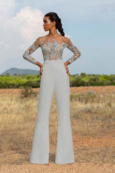 Newinlook High-Grade White Embroidery Extraordinary Waist Slim Fit Party Jump Suit