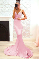 Newinlook Pink Mermaid Sweetheart Lace Evening Dress