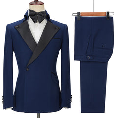 Newinlook Formal Dark Navy Two-Piece Dinner Suit with Peak Lapel for Men