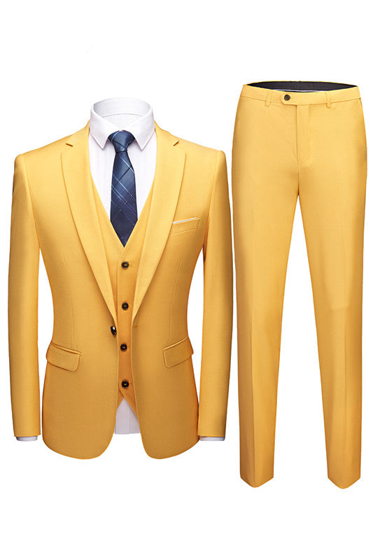 Newinlook Summer Yellow Wedding Suit - Three Pieces Notch Collar