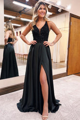 Newinlook Sexy Black Prom Evening Dress Sleeveless Sequins