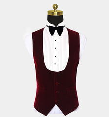 Newinlook Burgundy Lapel White Jacquard Wedding Suit for Groom Online