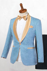 Newinlook Blue Shawl Lapel One-Button Wedding Suit for Men’s Parties