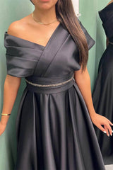 Newinlook Long Elegant Evening Dress Pleat Off-The-Shoulder