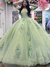 Exquisite Sage Green Quinceanera Dress Sweetheart Neckline Detachable Long Sleeves & Feather Bow Elegance