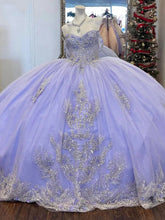 Lavender Off-Shoulder Ball Gown with Lace Appliques & Beaded Sparkle Quinceanera or Sweet 16 Evening Dress