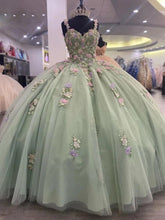 Sage Green Quinceanera Dress Sweetheart Neckline with Lace Appliques & Beaded Tulle Princess Gown for Sweet 16