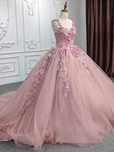 Ball Gown with Off-Shoulder Straps & 3D Floral Lace Appliques Rose Pink Tulle Quinceanera Dress for Sweet 16