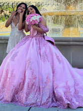 Off-Shoulder Purple Tulle Quinceanera Dress Lace Applique & Beaded Ball Gown for Sweet 16 & Princess Parties