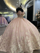 Pink Tulle Quinceanera Dress Sweetheart Off-Shoulder Ball Gown with Lace Appliques & Beaded Details for Prom Sweet 16 or Princess-Themed Parties