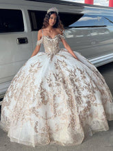 Off-Shoulder Ball Gown Lace Applique & Beaded Tulle Princess Dress for Quinceanera Sweet 16 & Birthday Galas