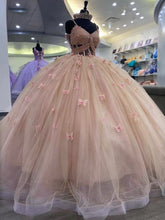 Dusty Pink Ball Gown Sweetheart Neckline with 3D Butterfly Appliques & Beaded Tulle for Quinceanera Sweet 16 or Birthday Celebrations
