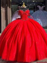 Off-Shoulder Sweetheart Ball Gown Red Tulle Quinceanera & Evening Party Dress for Sweet 16
