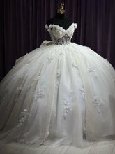 Exquisite Off-Shoulder Ball Gown with Floral Appliques & Beaded Tulle Quinceanera & Sweet 16 Formal Evening Dress