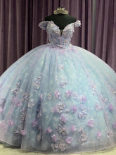 Off-Shoulder Ball Gown with 3D Floral Applique Princess Quinceanera & Sweet 16 Party Dress
