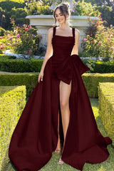 Straps Sleeveless Long Mermaid Split Formal Dress With Beading
