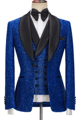 Newinlook Sparkling Royal Blue Three-Piece One-Button Prom Suit