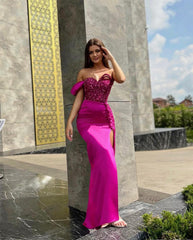 Newinlook Elegant Sweetheart One Shoulder Mermaid Split Sequins Evening Dress