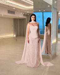 Charming Strapless Sleeveless Long Formal Dress With Beading Pleated