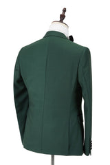 Newinlook New Dark Green Wedding Blazer with Black Peak Lapel for Groom