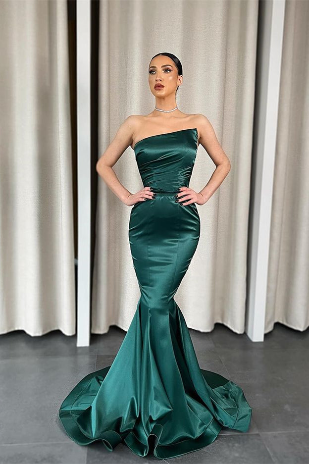 Newinlook Strapless Mermaid Dark Green Long Evening Dress