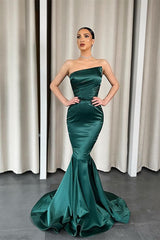 Newinlook Strapless Mermaid Dark Green Long Evening Dress