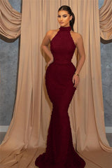 Newinlook Mermaid Sleeveless Evening Dress Sequins With Belt Halter