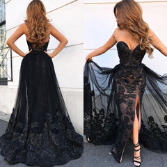 Newinlook Sweetheart Long Lace Evening Dress Split With Ruffles