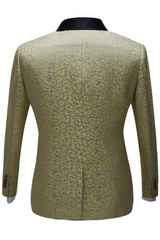 Newinlook Gentle Black Shawl Lapel One-Button Jacquard Wedding Suit