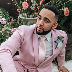 Newinlook Pink Notched Lapel Dinner Prom Suits, Two Pieces for Guys Slim Fit