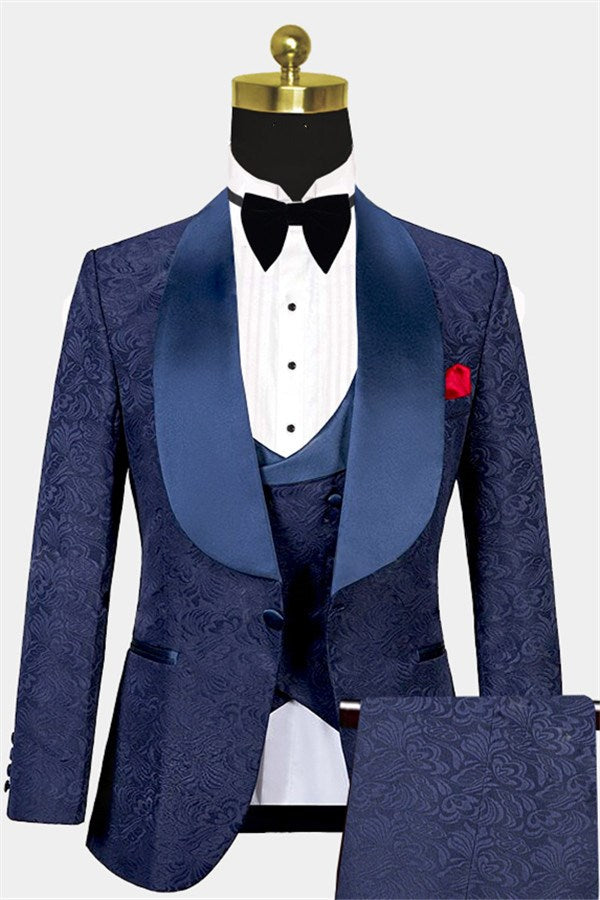Newinlook Navy Blue Groomsmen Suit - Three Pieces Tux, On Sale