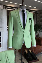 Newinlook Fashionable Light Green Three-Flap Evening Suit with Peaked Lapel