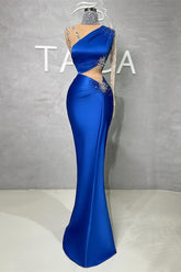 Newinlook Royal Blue One Shoulder With Sequins Evening Dress