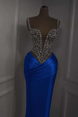 Spaghetti Strap Sweetheart Sleeveless Long Formal Dress With Beading