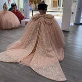 Strapless Pink Tulle Ball Gown with 3D Butterflies & Bow Knot Quinceanera & Sweet 16 Princess Dress