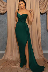 Newinlook Sky Blue One Shoulder Spaghetti-Straps Slit Sweetheart Mermaid Evening Dress With Sequins
