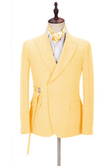 Newinlook Shining Best-Fit Yellow Peaked Lapel Prom Suit for Men 2024