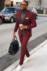 Newinlook Burgundy Party Prom Suit - Elegant Formal Online for Guys with One Button