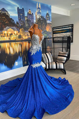 Newinlook Chic Royal Blue Sleeveless Beading Mermaid Evening Dress