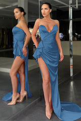 Newinlook Orange Sweetheart Mermaid Evening Dress With Split