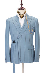 Newinlook Men's Wearhouse Wedding Suit with Striped Peaked Lapel for Sale
