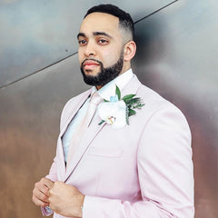 Newinlook Pink Notched Lapel Dinner Prom Suits, Two Pieces for Guys Slim Fit