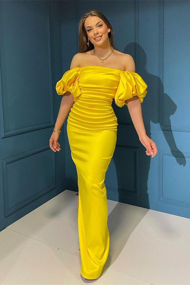 Newinlook Elegant Off-The-Shoulder Mermaid Bubble Sleeves Evening Dress