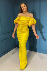Newinlook Elegant Off-The-Shoulder Mermaid Bubble Sleeves Evening Dress